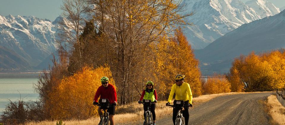 Cyclists on the Adventure South guided Alps to Ocean cycle trail