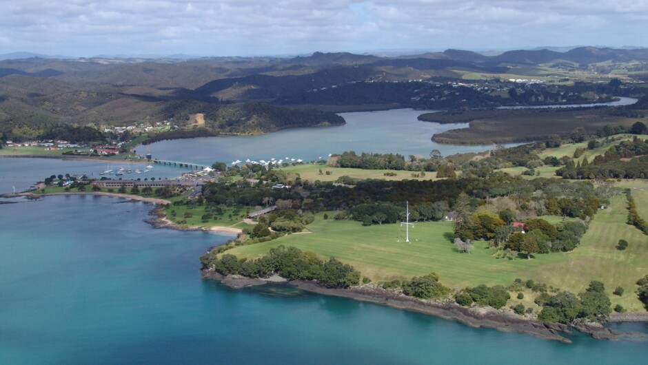 Aerial view of the Waitangi Treaty Grounds