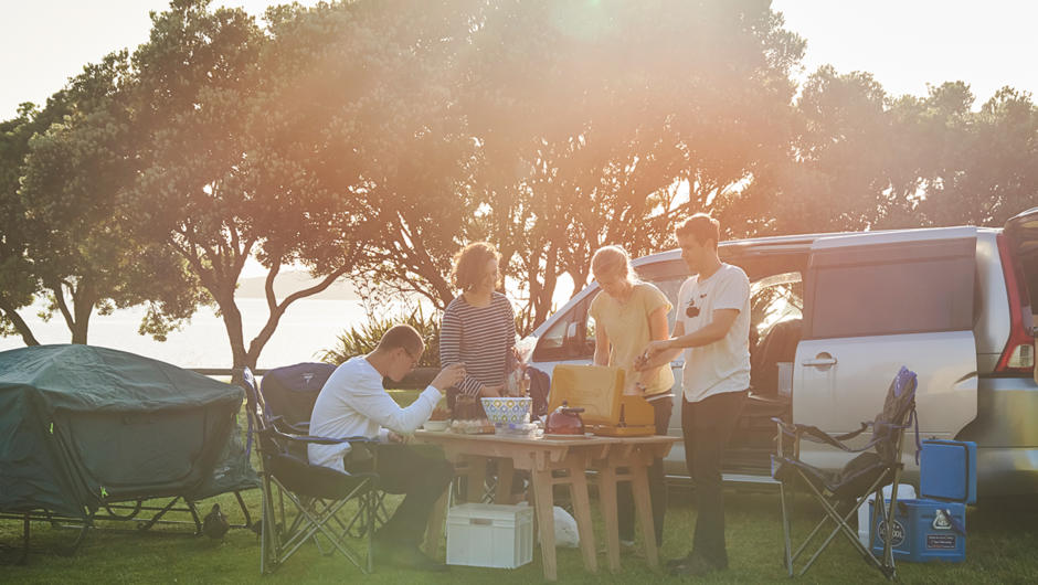 The Four Berth Camper is quipped with two wooden tables, so cooking and eating is a breeze
