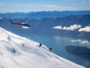 Heli-Ski Abfahrt in den Southern Alps.
