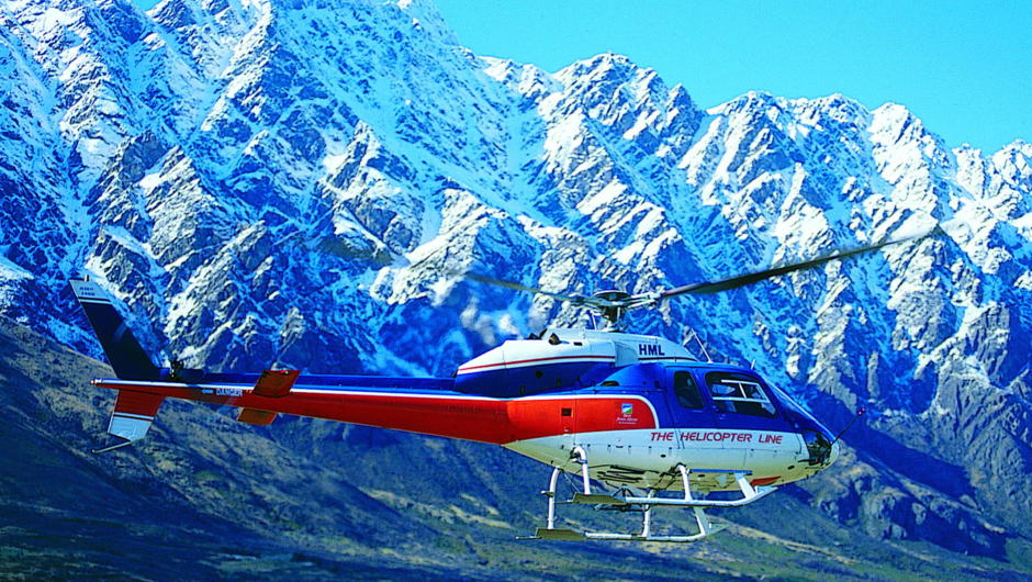 Helicopter flight into the Gibbston Valley and sightseeing with alpine landing on the Remarkables