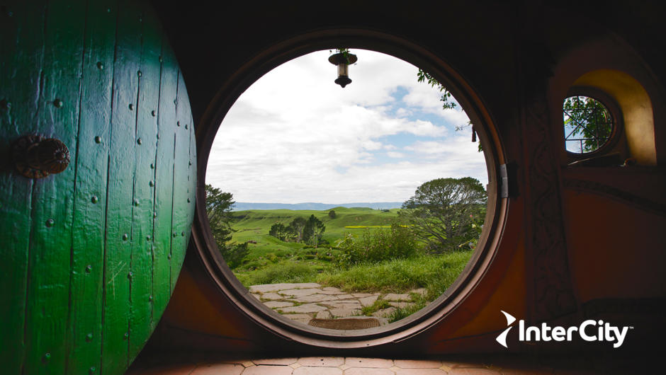 The view from inside a Hobbit house