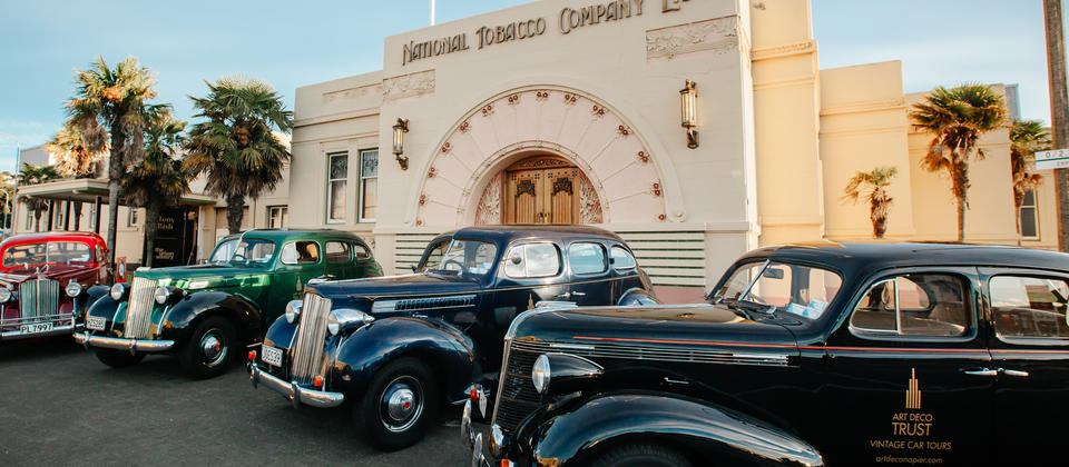Vintage Cars in front of the National Tobacco Building
