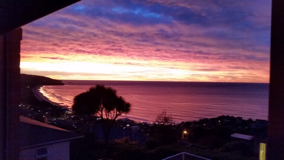 sun setting over the southern ocean, st clair