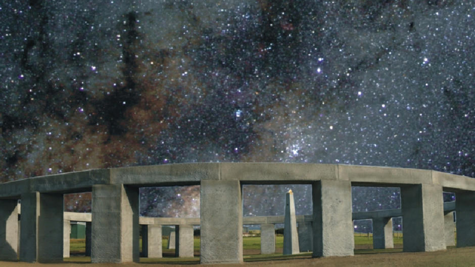 The Milky Way setting over Stonehenge Aotearoa