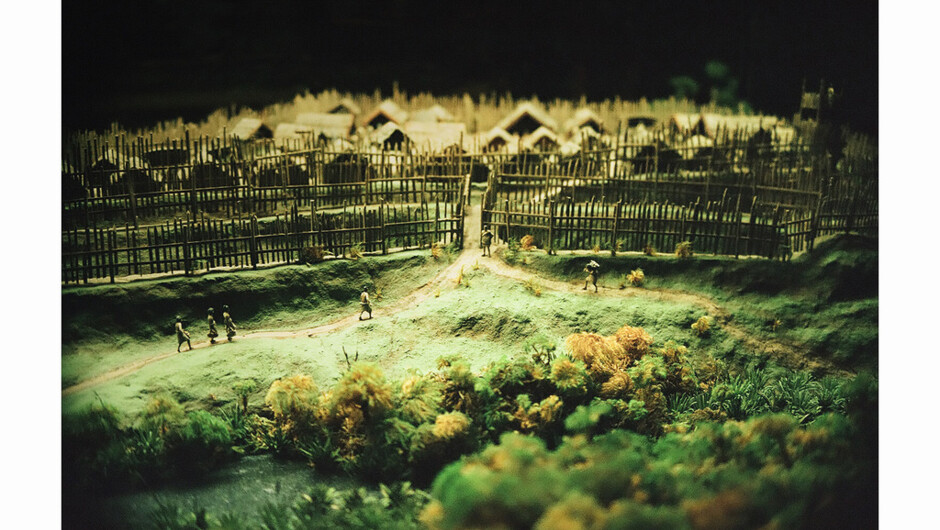 Diorama representation of a Maori Village
