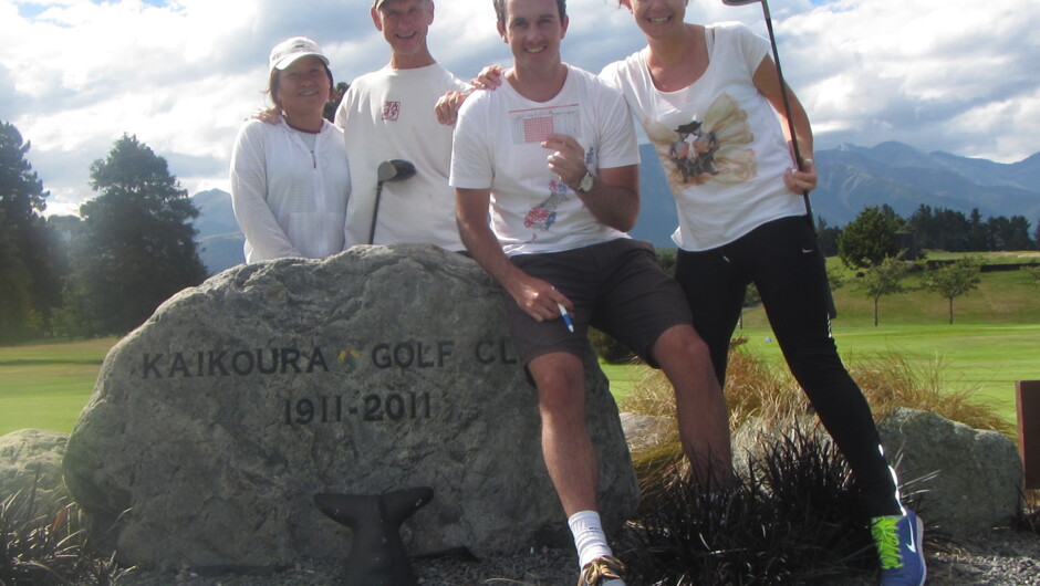CanNZ Tours picnic golf on front 9 holes at Kaikoura.