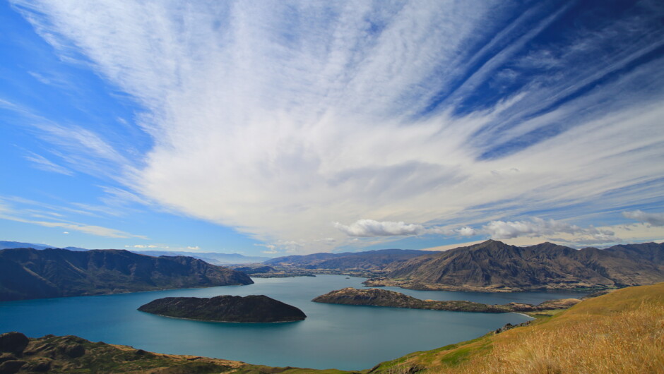 High over Lake Wanaka on private land