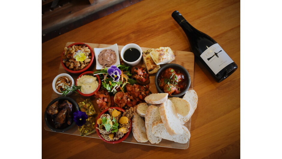 Our very popular Tapas Platter and TerraVin 2012 Pinot Noir