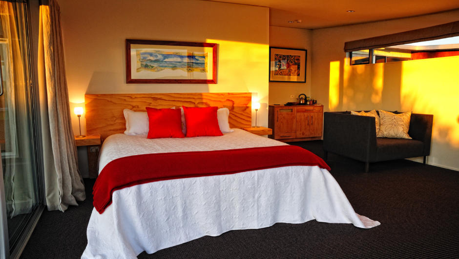 The Kahu Room spacious ensuited guest room with super king bed