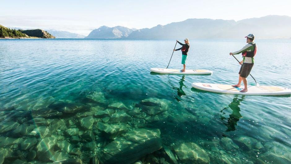The Lake Escape. Fully guided stand up paddle board tour on Lake Wanaka.