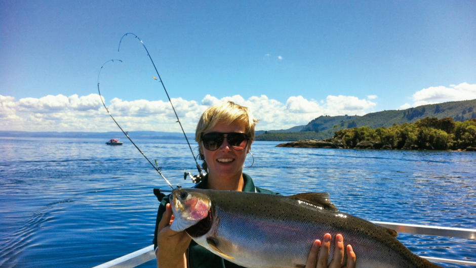 Rainbow Trout caught on stunning Lake Taupo with Chris Jolly Outdoors