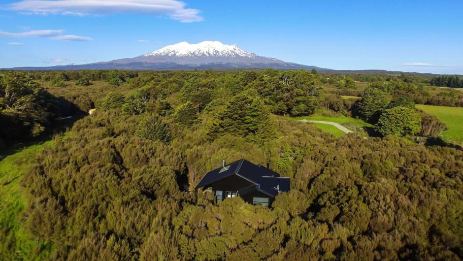 Surrounded by NZ native Manuka and NZ Beech trees on the edge of Tongariro National Park