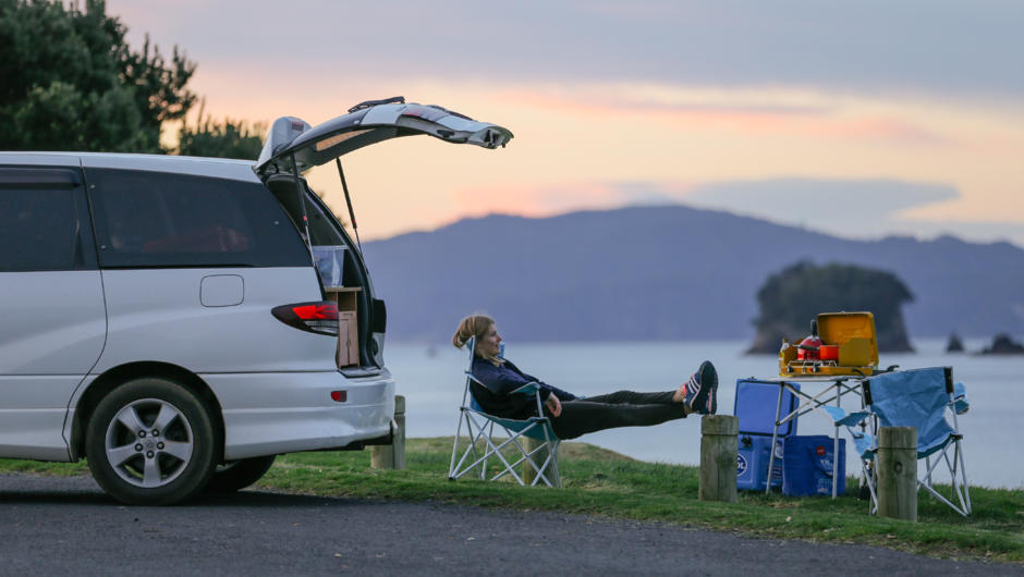 Chairs and tables for all are included with all Mode Camper Rentals - so you can do the important stuff, like soak up the view!