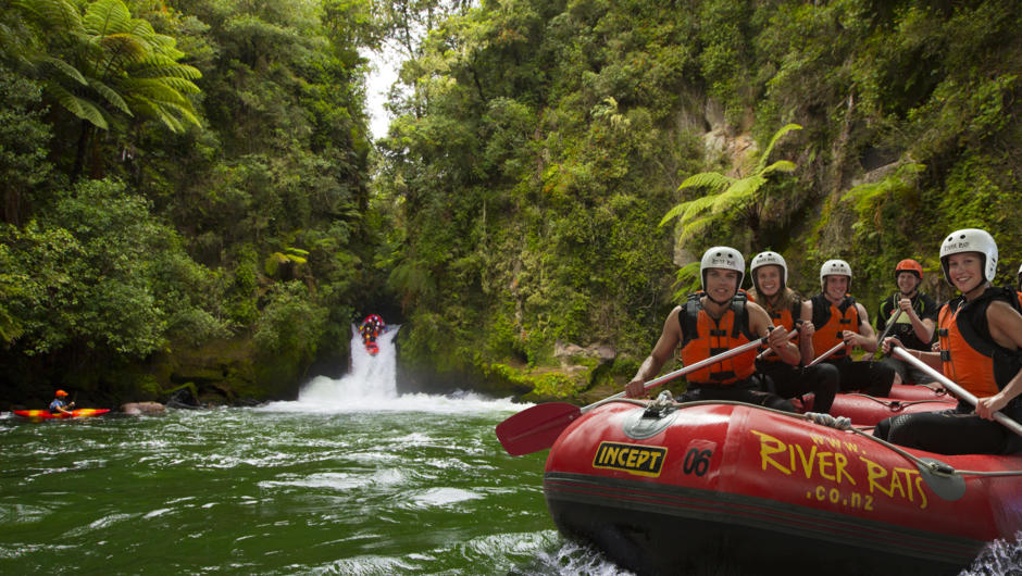 Raft the highest commercially rafted waterfall in the world with River Rats Raft &amp; Kayak on the Kaituna River
