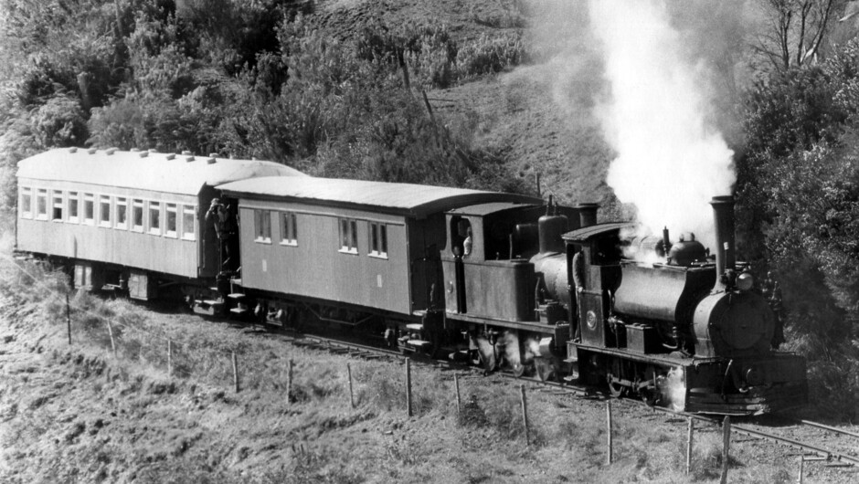 F 185 and Peckett 1630 pulling a train in the early days of the Club