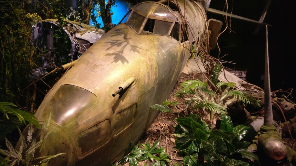 WW2 Exhibition - A Locheed Hudson stranded in a Pacific island jungle.