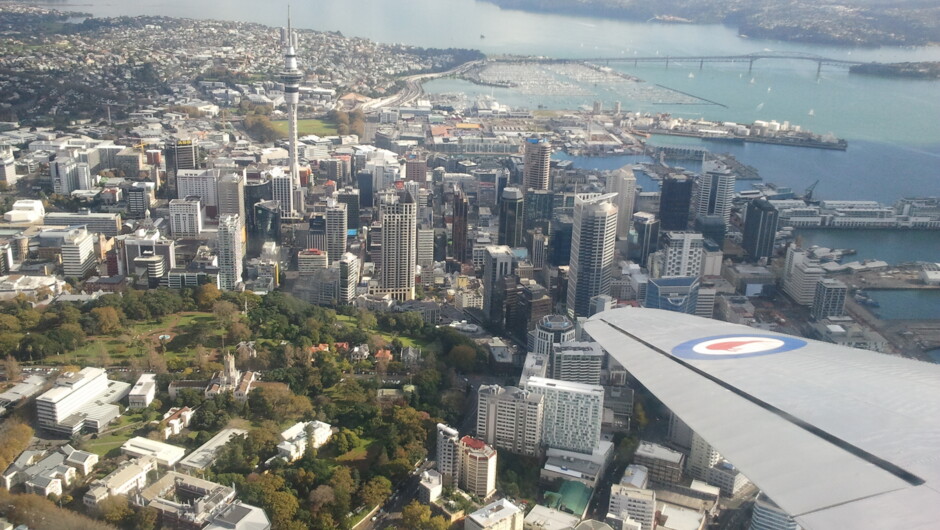 Stunning views over Auckland City from the DC3.