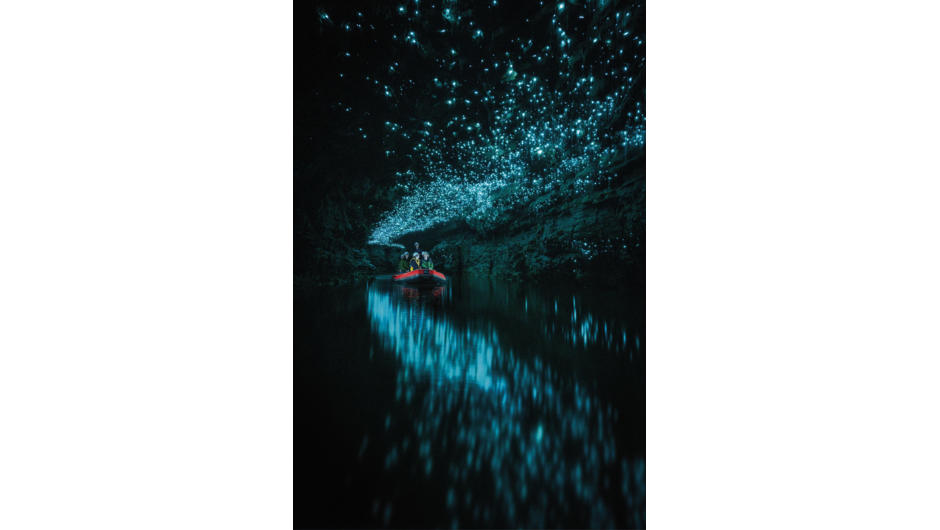 Float beneath a galaxy of Glowworms in a small group