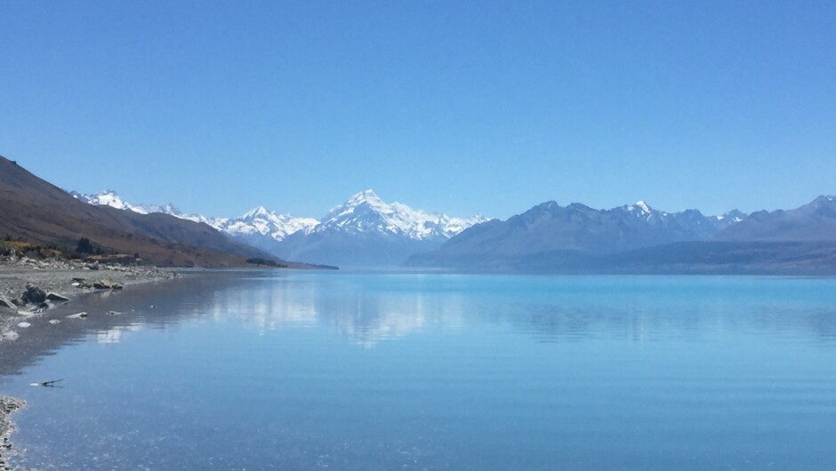 Seeing Mount Cook for the first time reflecting upon the waters of Lake Pukaki.