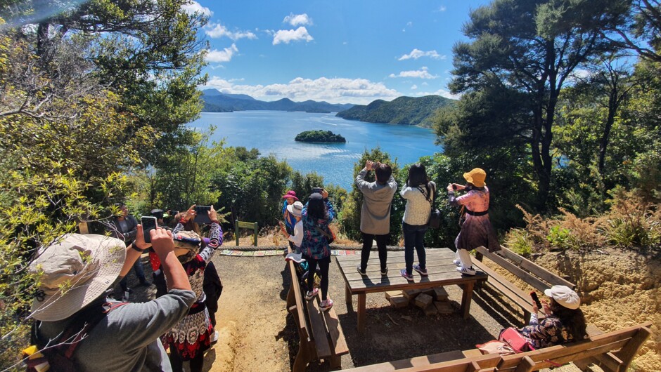 Visitors enjoying the view from the northern lookout