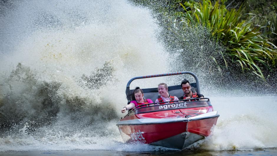 Ride furiously fast on our Agrojet - Fastest commercial jet sprint boat in NZ - Rotorua NZ