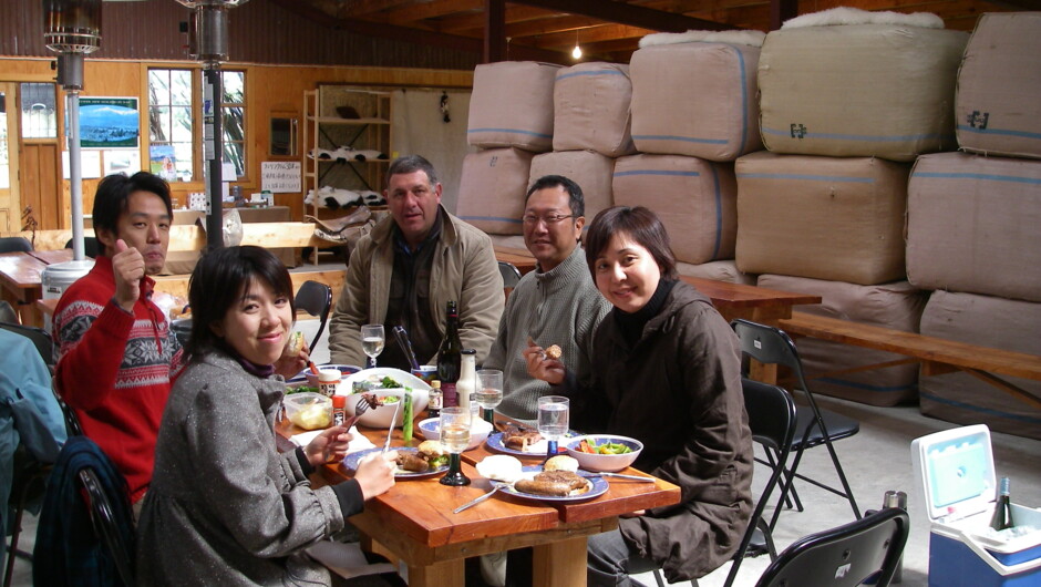 Morning tea of homebaking in the woolshed