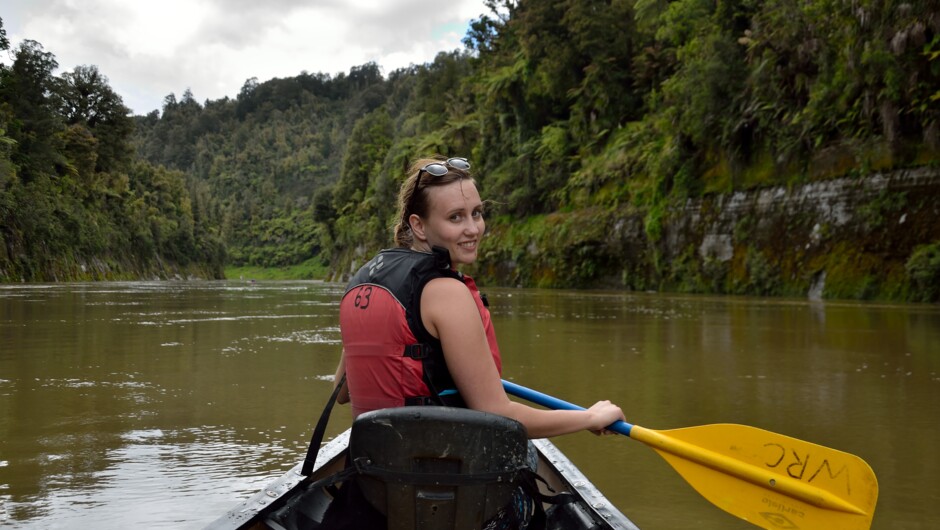 Kayaking on the Whanganui River.