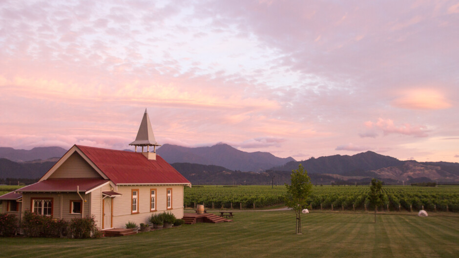 Sunset at Clos Henri Vineyard