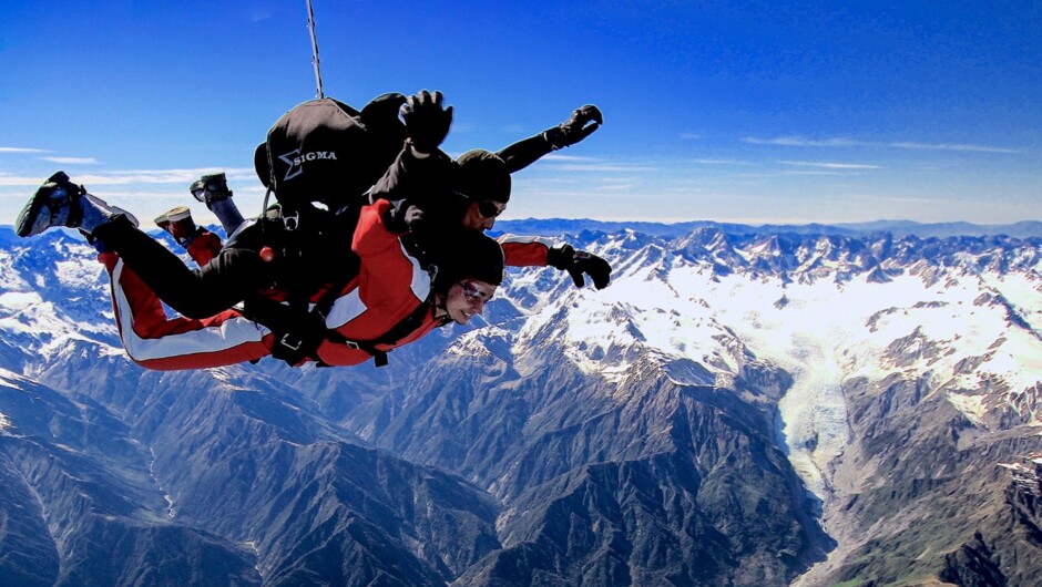 Skydive over Franz Josef Glacier, New Zealand