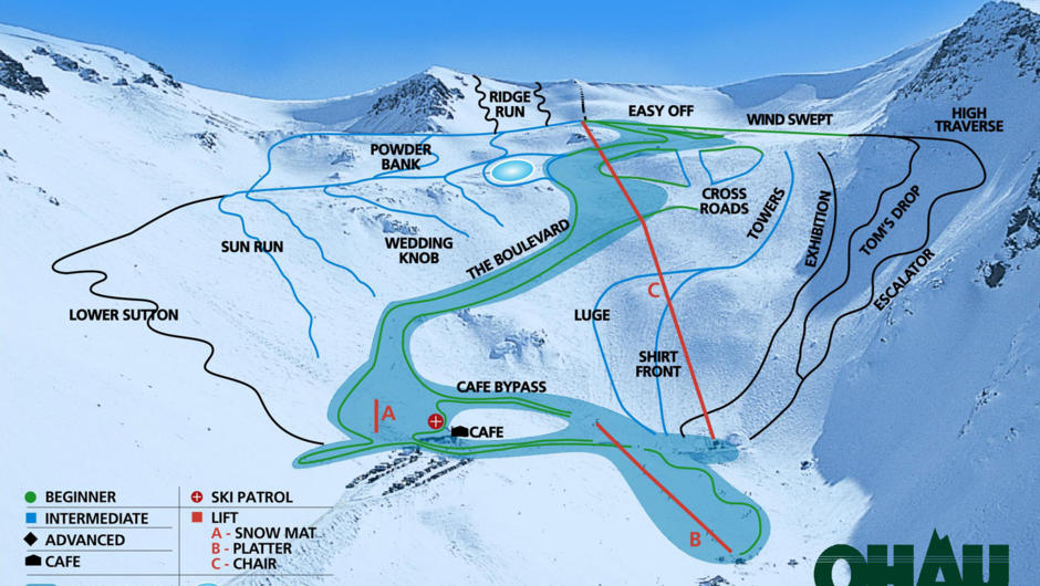 Ohau SnowFields Trail Map