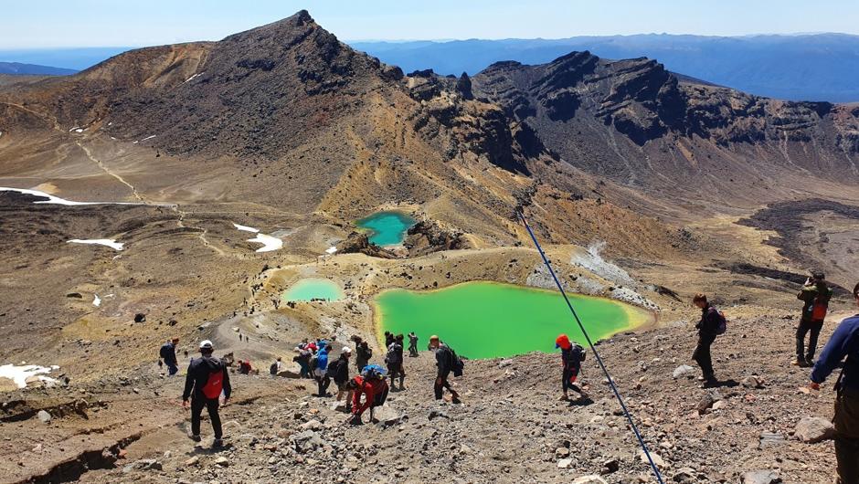 Days 8 - 12: Experience the majestic Emerald Lakes on the Tongariro Alpine Crossing.