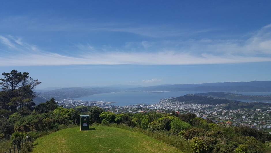 Wellington city and harbour from the Brooklyn Wind Turbine