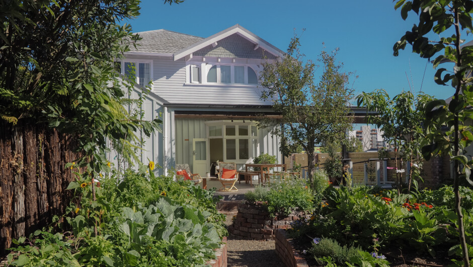 The edible garden at the back of the house for guests to enjoy and pick from to supplement their dinner! You will also find our worm farm, compost systems and our outdoor baths in the back garden. A beautiful place to enjoy in any season.