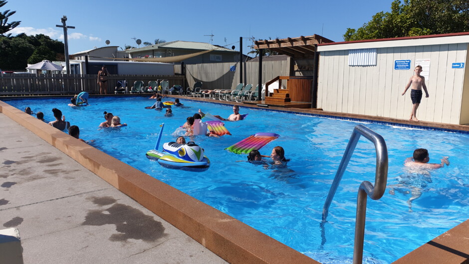 Solar heated swimming pool