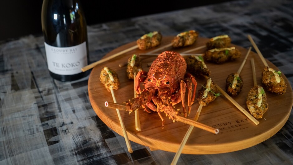 Epicurean experience at The Shed, Fiordland crayfish paired with Te Koko