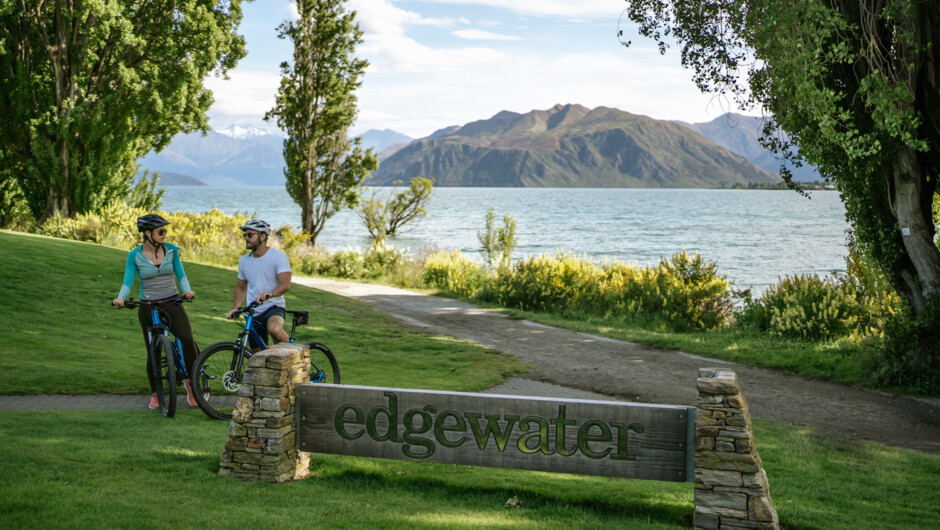 Biking by the lake edge at Edgewater