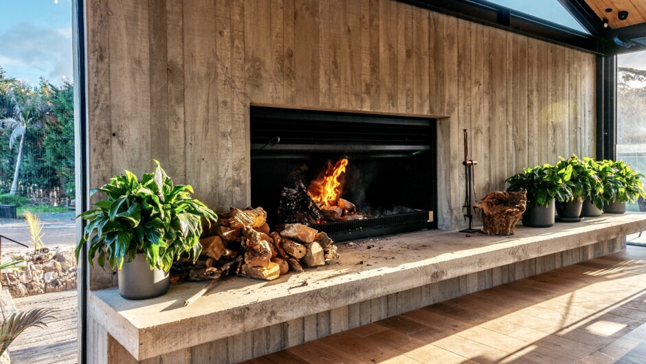 Waiheke Island&#039;s largest open fire so you can visit whatever the season.