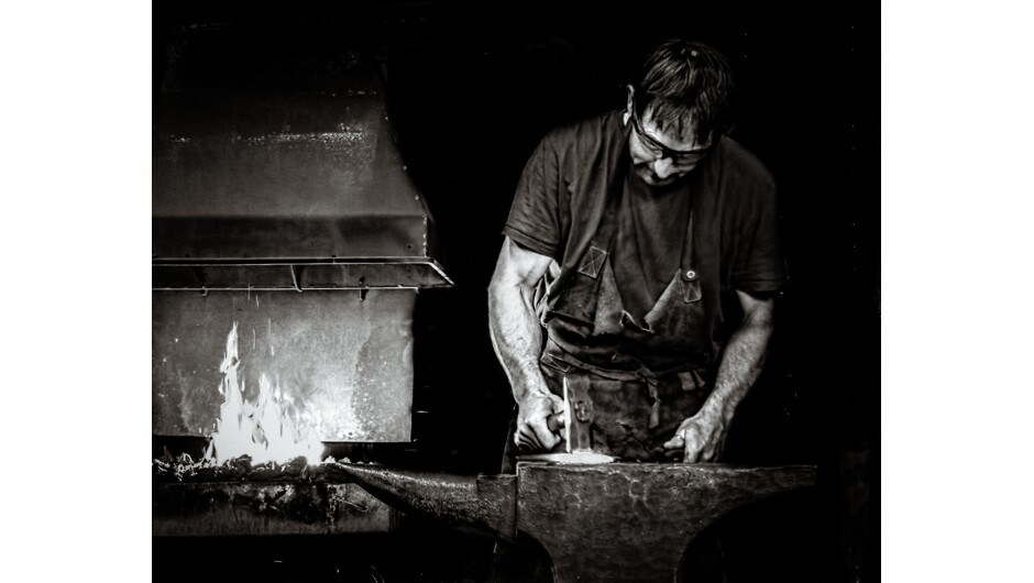 Iron Ridge Quarry Sculpture Park.  Raymond's Forging demonstration.