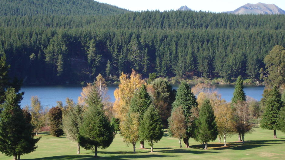 View of the lake over the golf course