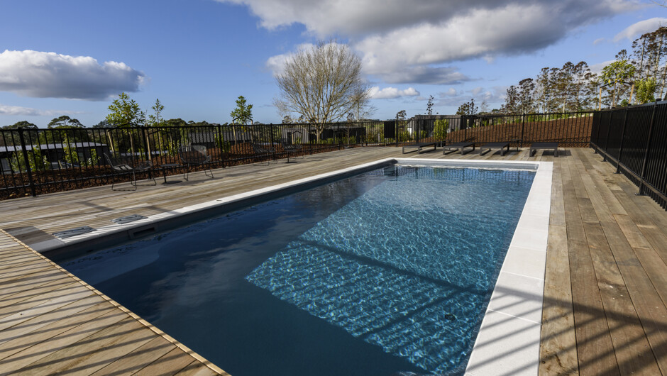 Our swimming pool. Just the spot to begin your day with an invigorating few lengths, or cool off at the end of a long hot summer day spent enjoying the delights of the Matakana region.