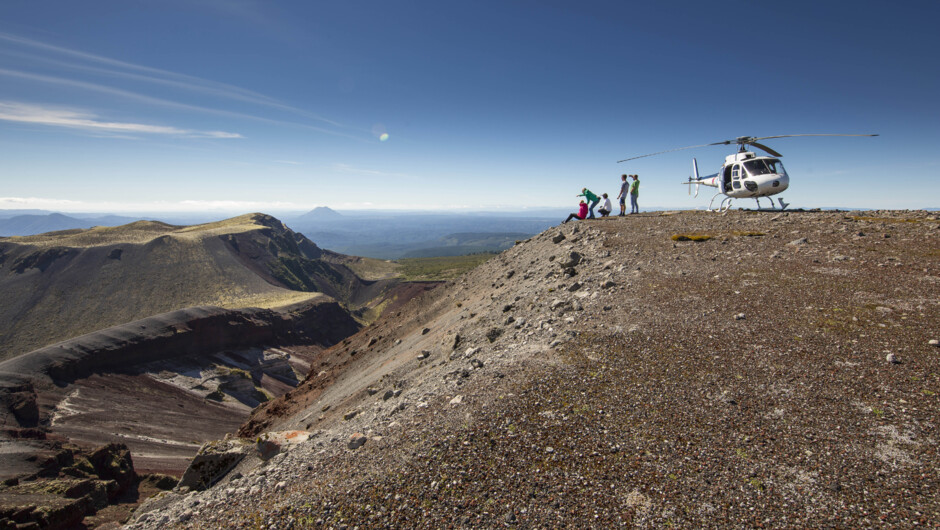 Passengers looking into Mount Tarawera Crater