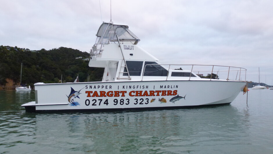 Target Charters on the mooring in beautiful Opua, Bay of Islands