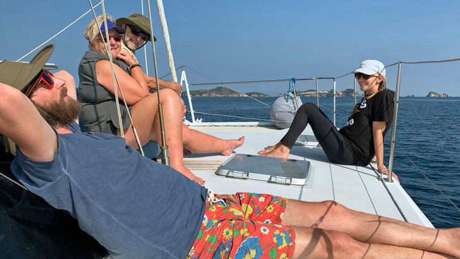 Relaxing on the Hauraki Gulf Eco Sailing Adventure