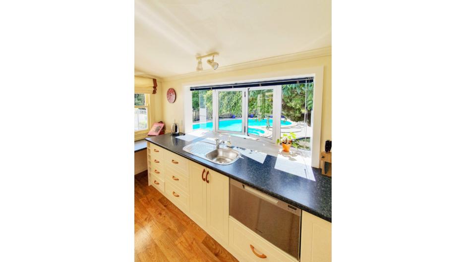 Kitchen with view to pool