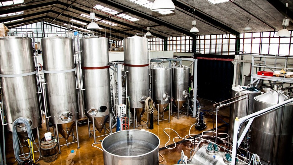View the brewing process from our mezzanine