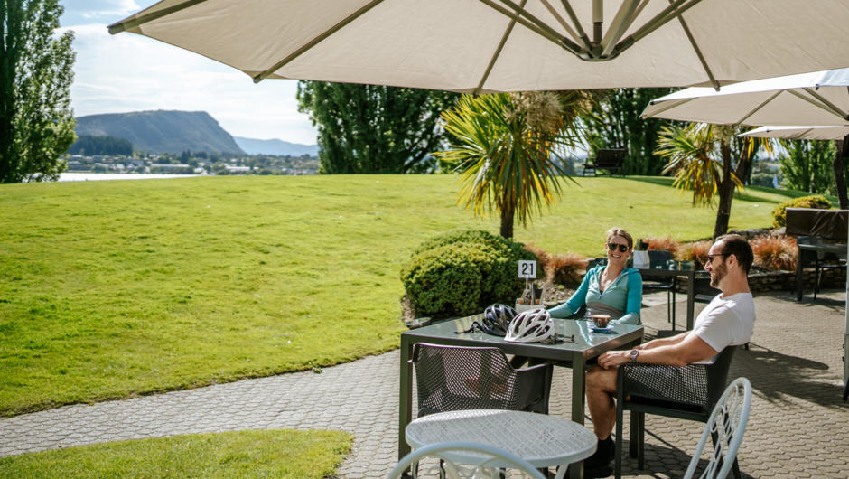 Dining on the terrace, a popular choice on warm sunny days.