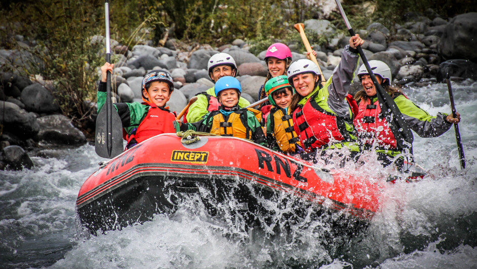 Tongariro Family Fun
Suitable for ages 3 and up, our Tongariro Family Fun is an adventure for people wanting a safe, intimate introduction to white-water rafting.  The 8km (5 mile) journey is perfect for families with young children, more senior of citiz