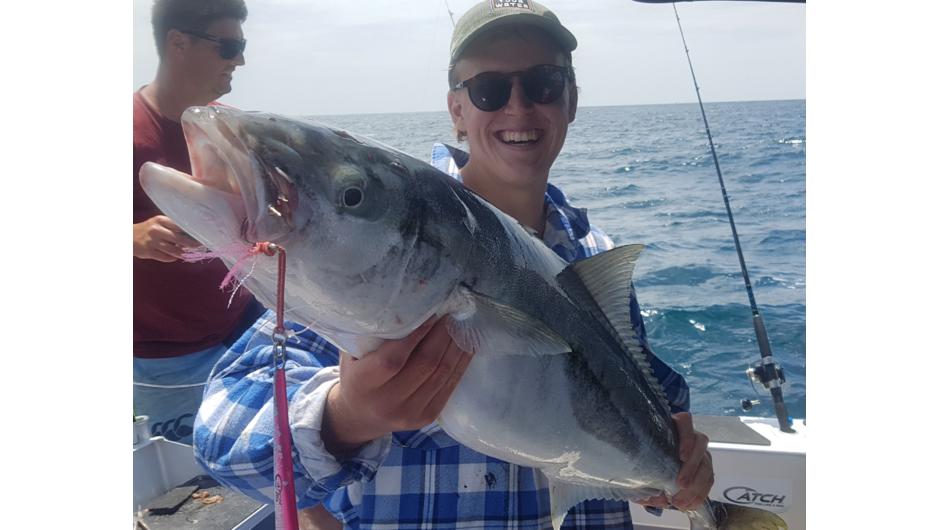 Large kingfish caught with a jig.