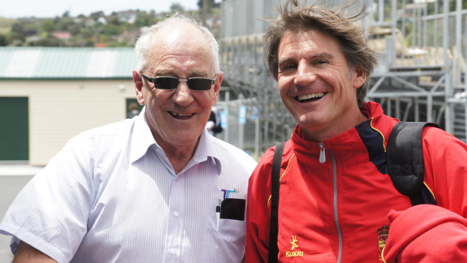 Tour Time's Ron with International Hockey Coach during their New Zealand Hockey Tour